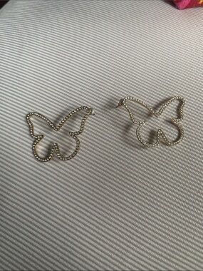 Delicate Gold Butterfly Outline Stud Earrings for Women